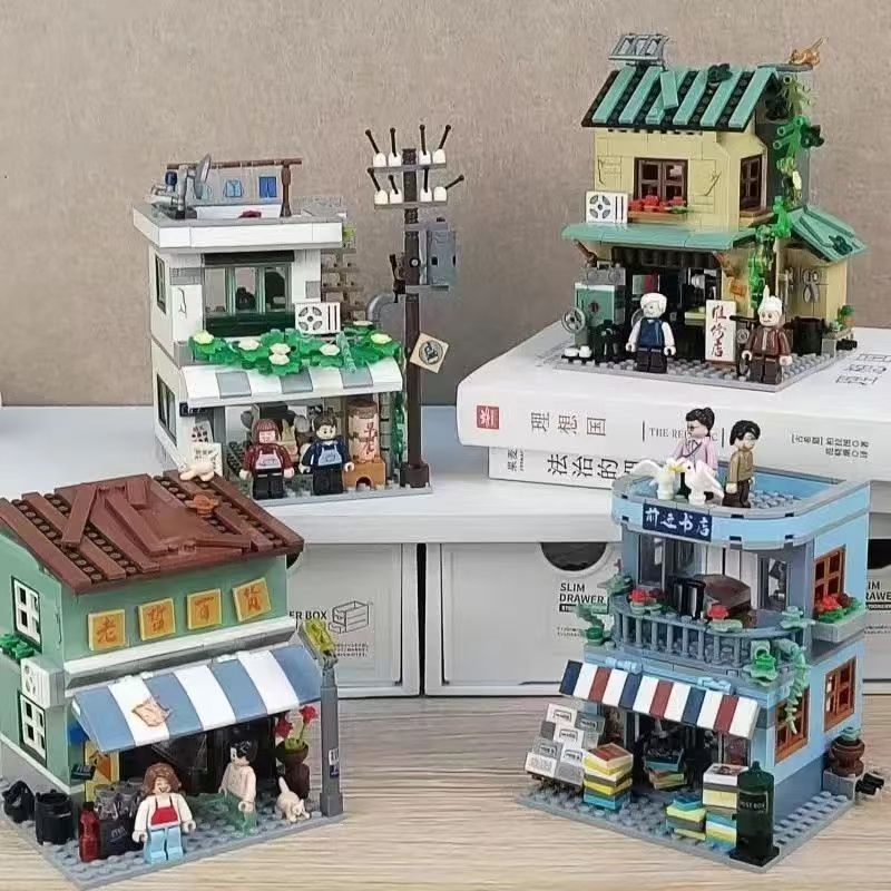 Vintage Collectibles Store - Miniatur-Straßenszene Vintage Kaufhaus Bausteine Retro Alter