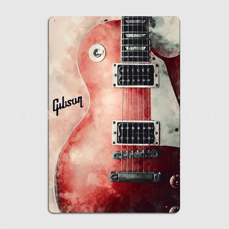 Vintage Collectible Plates - HD Blechschild Gibson E-Gitarre Vintage Metallposter